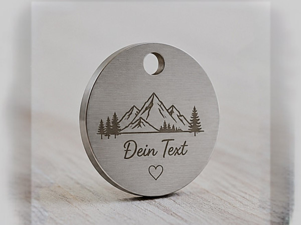 Edelstahl-Anhänger rund Ø 25 mm mit Gravur | 3 mm stark