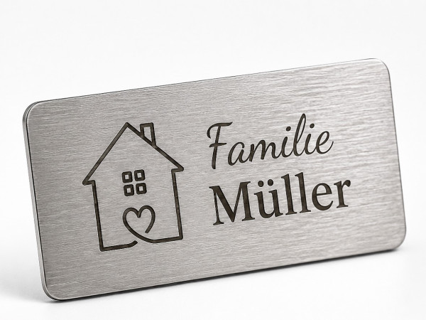 Edelstahlschild 60 × 30 mm mit Gravur